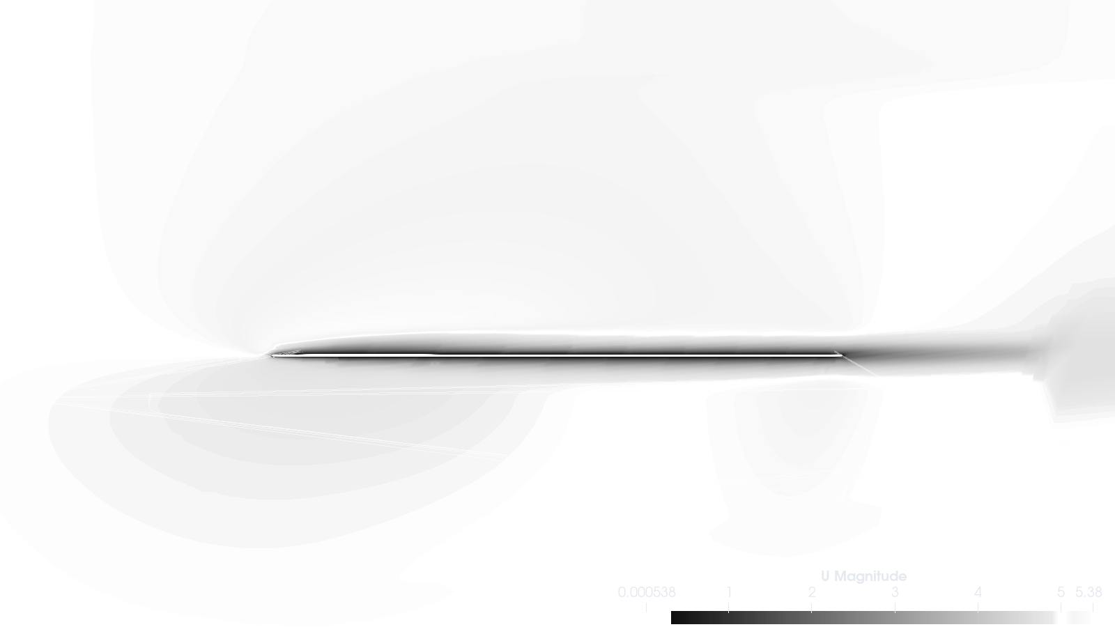 velocity contour of a paper airplane at 5°
